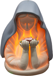 Electric night light of the Virgin with a rose in the hands