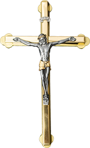Crucifix mural moyen 2 tons doré et argent
