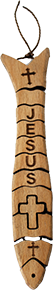 Olive wood fish 16 cm - Jesus