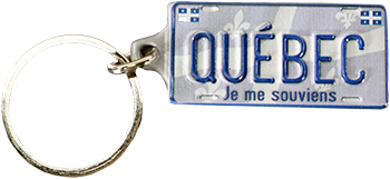 Key chain license plate Quebec ''Je me souviens''